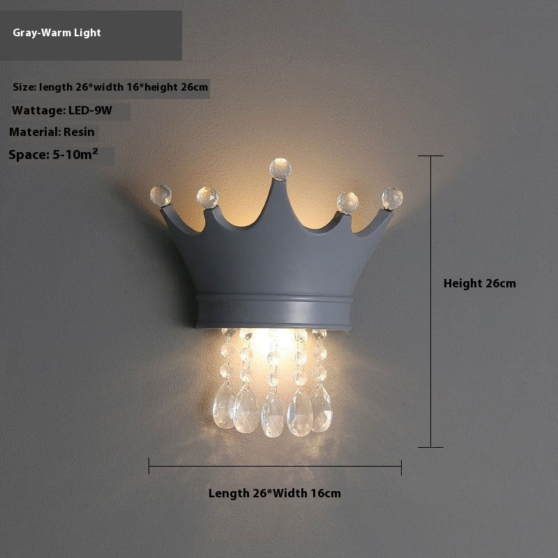 Crystal Crown Creative Personality Background Bedside Wall Lamp