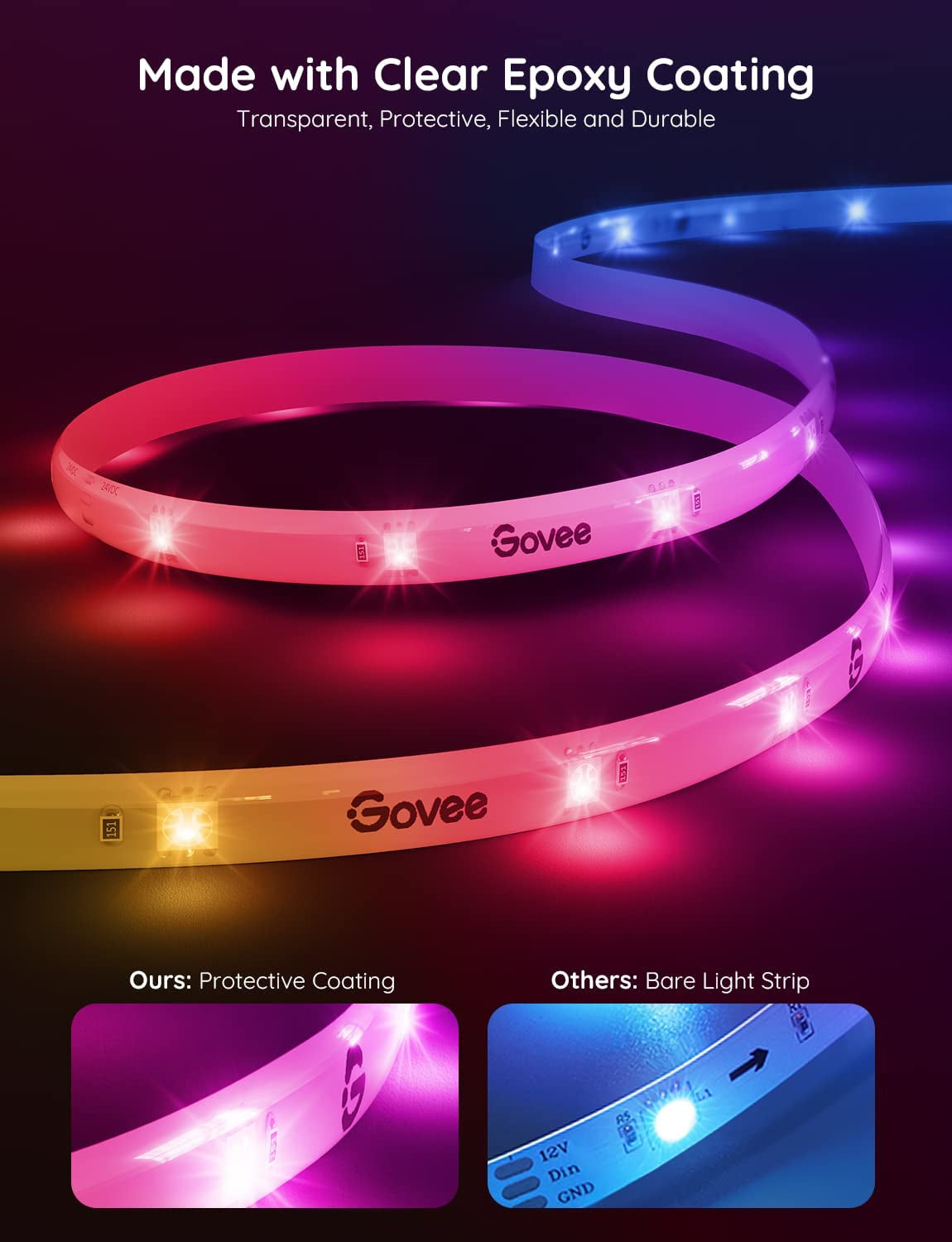 32.8Ft RGBIC LED Strip Lights, Wifi Color Changing LED Lights Segmented Control, Work with Alexa and Google Assistant, Music LED Lights for Bedroom, Kitchen, Party, 2X16.4Ft