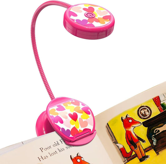 Cute Rechargeable Book Light, Eye-Care Clip on Lights for Reading in Bed, 3 Colors & 3 Brightness, 1.8Oz Lightweight, up to 40 Hours Useage, Great Gifts for Kids & Readers (Rose Red)