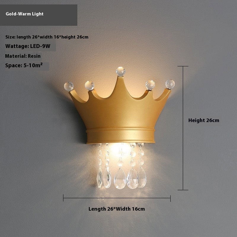 Crystal Crown Creative Personality Background Bedside Wall Lamp