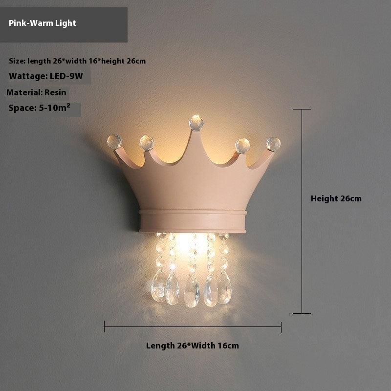 Crystal Crown Creative Personality Background Bedside Wall Lamp